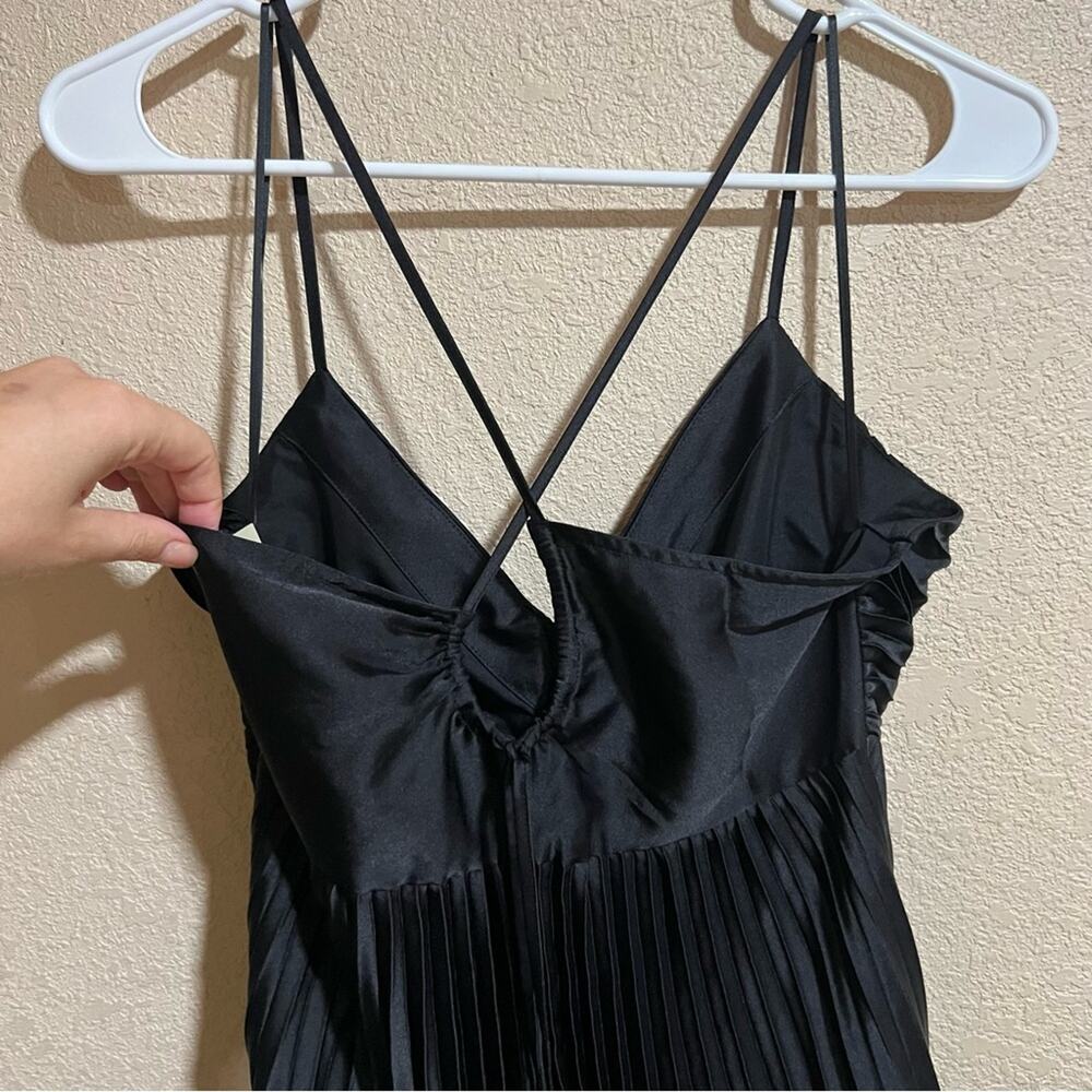 Banana Republic Solaire black pleated satin midi dress NEW 6 petite - Picture 8 of 9